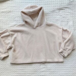Grey Bandit Women’s Cozy Cream Cropped Fleece Hooded Sweatshirt